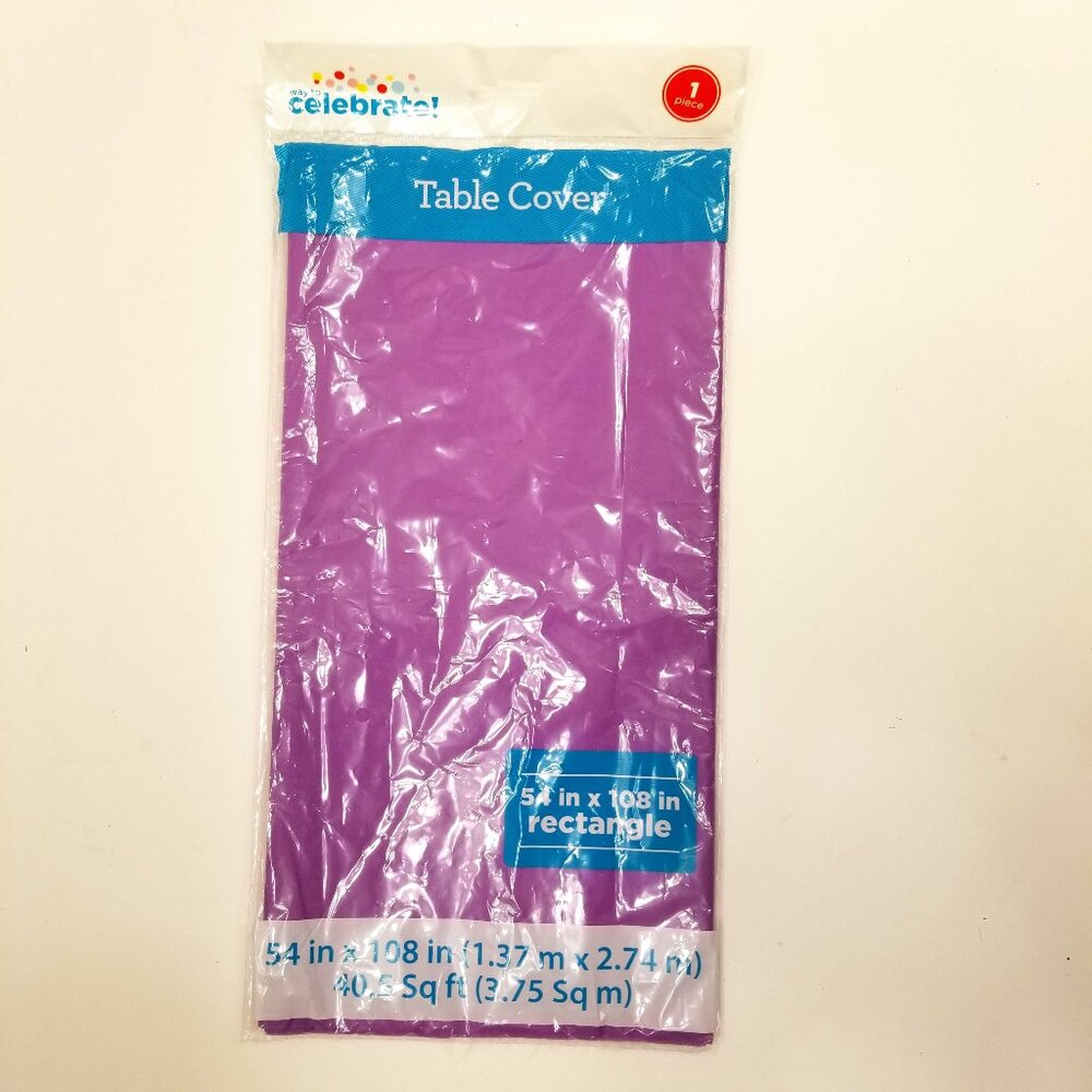 NIB Manufacturer Sealed 54" × 108" Celebrate! Purple Table Cover, Tablecloth